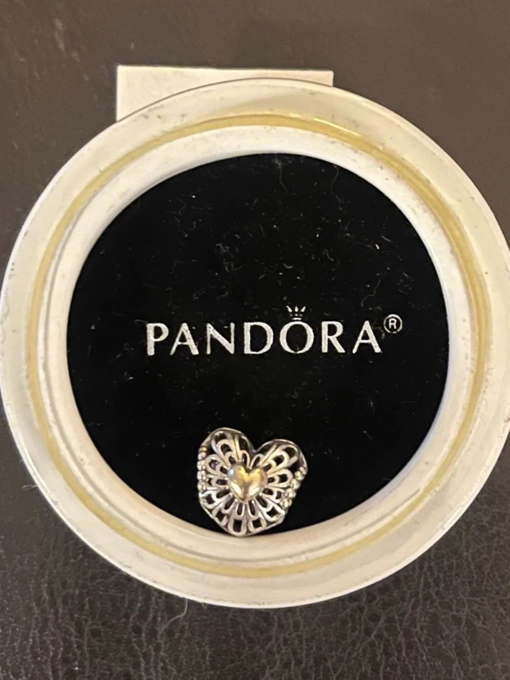 Pandora Limited Release Two-Tone Heart Filigree Charm - Silver and Gold #791275 - Picture 2 of 4
